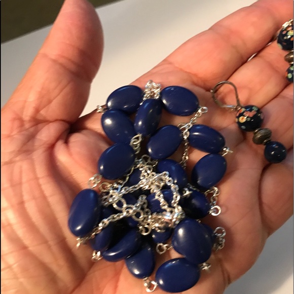 Vintage Chaps silver tone & blue stone  #117 - Picture 5 of 5